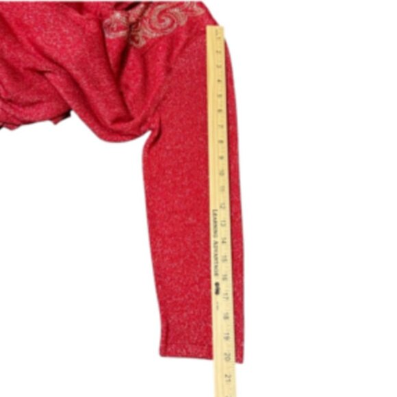 Ruby Rd. Red Cardigan Sweater Sparkle With Beaded Accents Large L - Picture 8 of 9